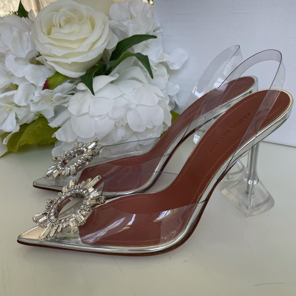 Amina Muaddi Begum Crystal Sling Back PVC - Picture 2 of 7